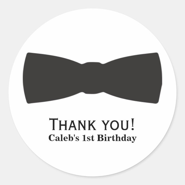 Black & White Bow Tie Tuxedo Boys Party Favor Classic Round Sticker (Front)