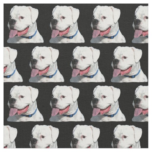 Black White boxer dog craft cotton fabric