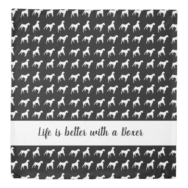 Black & White Boxer Dog Themed Bedding for Adults Duvet Cover (Front)