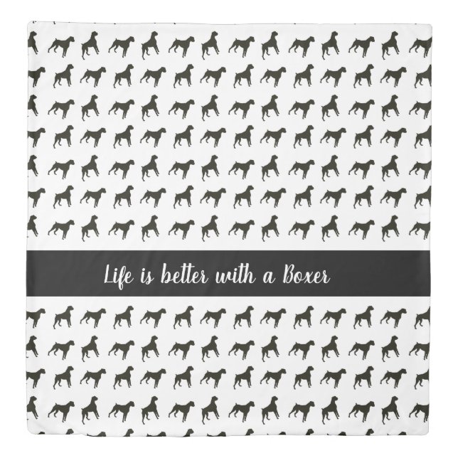 Black & White Boxer Dog Themed Bedding Set Duvet Cover (Front)