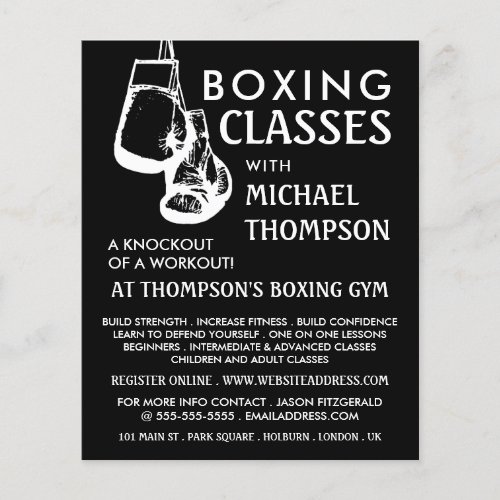 Black  White Boxing Gloves Boxing Class Advert Flyer