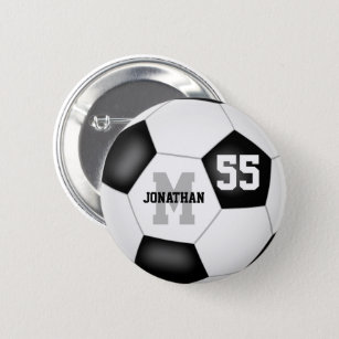 black white boys girls soccer personalized button