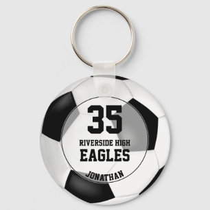 black white boys soccer team spirit keychain