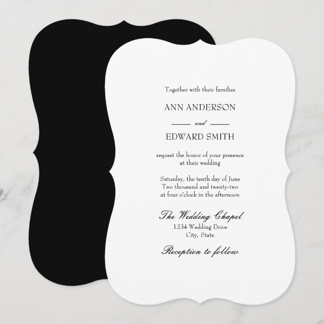 Black White Bracket Families Wedding Invitation (Front/Back)