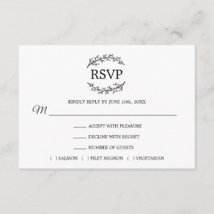 Black White Branches Monogram MENU RSVP