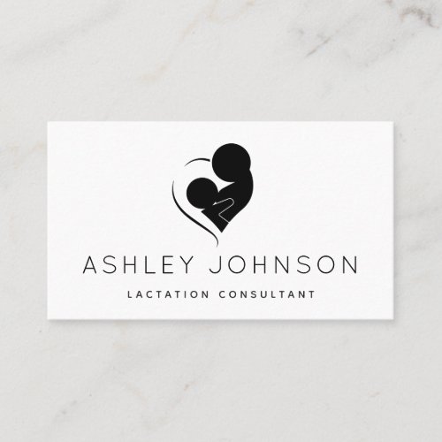 Black  White Breastfeeding Lactation Consultant Business Card