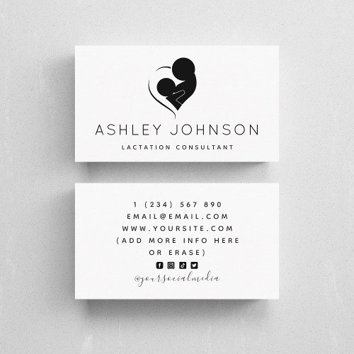 Black  White Breastfeeding Lactation Consultant Business Card