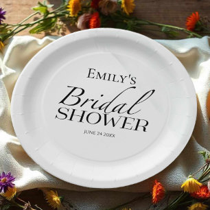 Black & White Bridal Shower Paper Plates