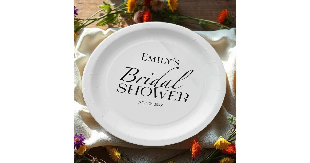 Black & White Bridal Shower Paper Plates | Zazzle