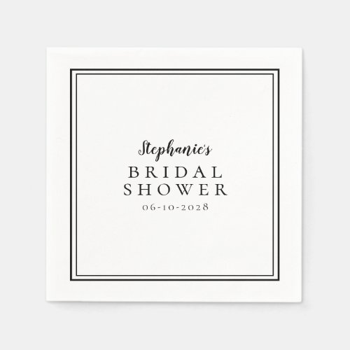 Black  White Bridal Shower Wedding Simple Modern  Napkins