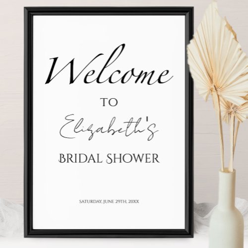 Black  White Bridal Shower Welcome Sign