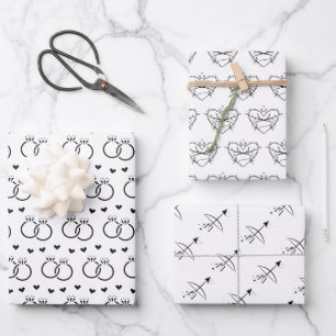 Black & White Bridal/Wedding Shower Wrapping Paper Sheets