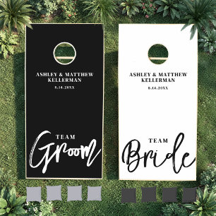 Black White Bride Groom Wedding Cornhole Set