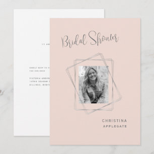 Black & White Bride Photo Blush Wedding Shower Invitation