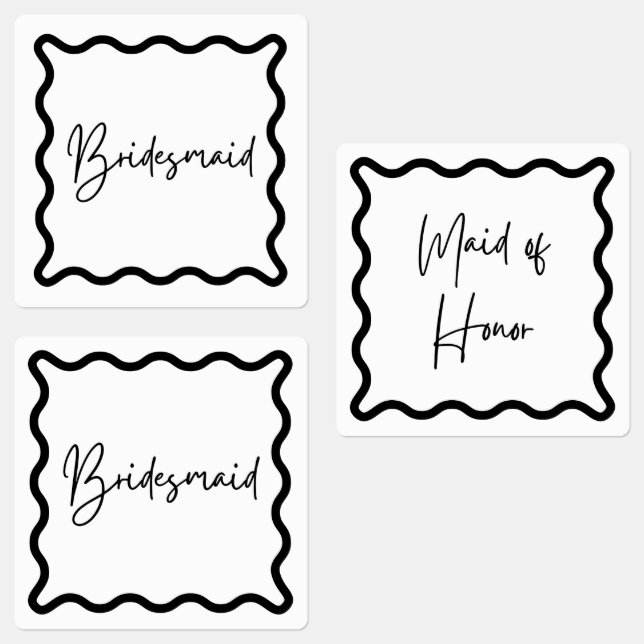Black & White, Bridesmaid & Maid of Honor Labels (Group)