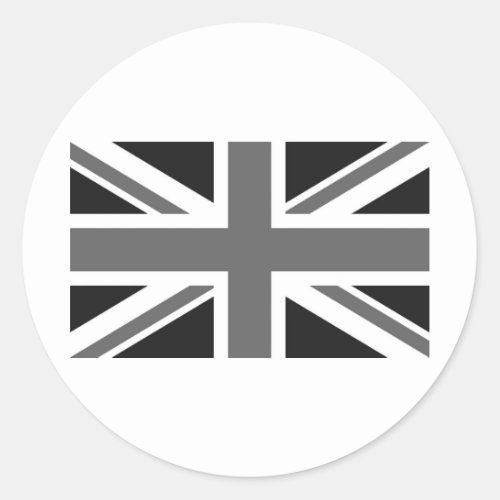 Black  White British Flag Classic Round Sticker
