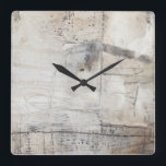 Black White & Bronze Square Wall Clock<br><div class="desc">Black  White & Bronze I by Jennifer Goldberger. Features a grungy style design with a balck,  grey,  and brown color scheme.</div>