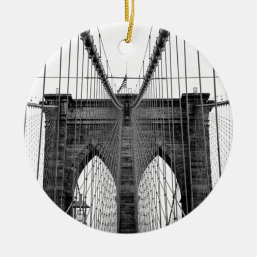 Black White Brooklyn Bridge New York Ceramic Ornament