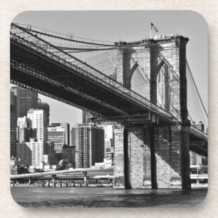 Black & White Brooklyn Bridge New York City Beverage Coaster