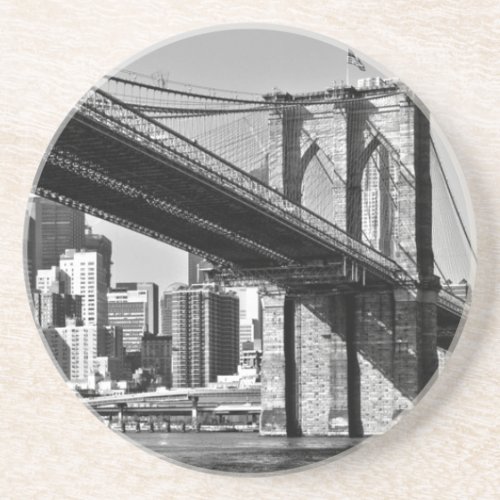 Black  White Brooklyn Bridge New York City Coaster