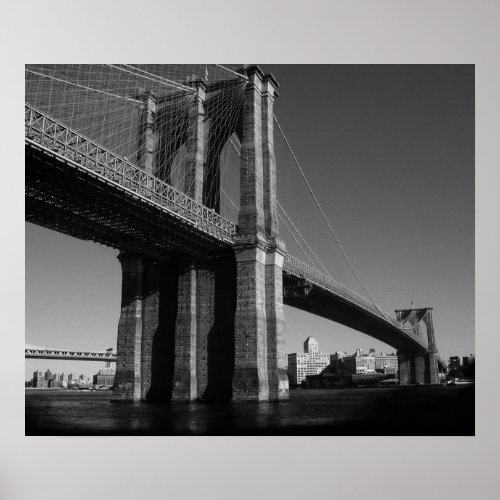 Black White Brooklyn Bridge New York City Poster