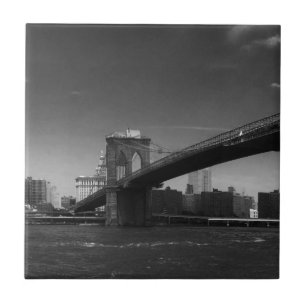 Black White Brooklyn Bridge New York City Travel Ceramic Tile