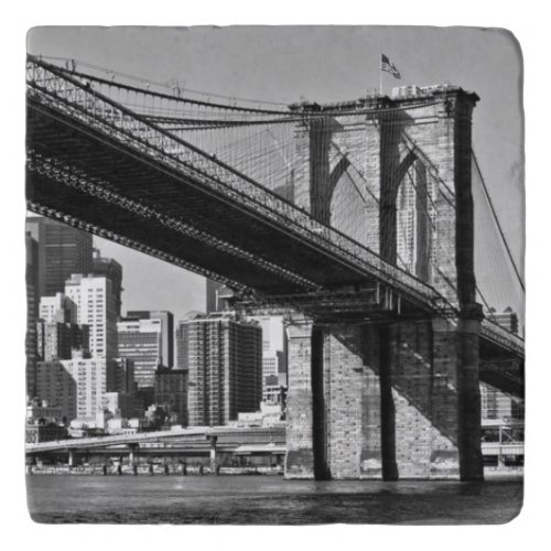 Black  White Brooklyn Bridge New York City Trivet
