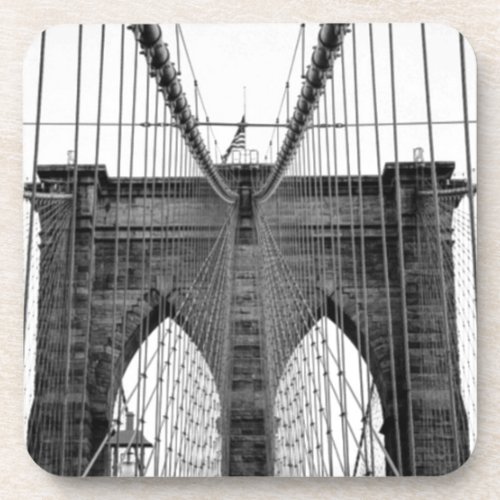 Black White Brooklyn Bridge New York Drink Coaster