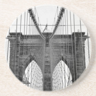 Black White Brooklyn Bridge New York Drink Coaster