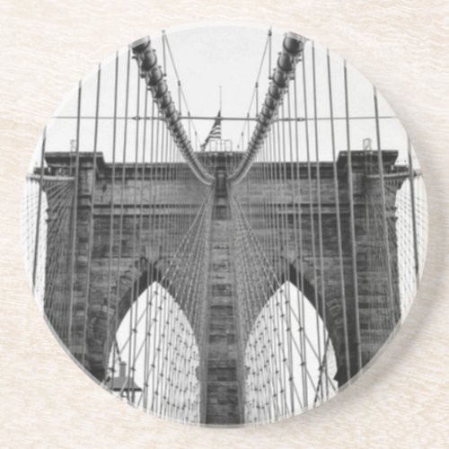 Black White Brooklyn Bridge New York Drink Coaster