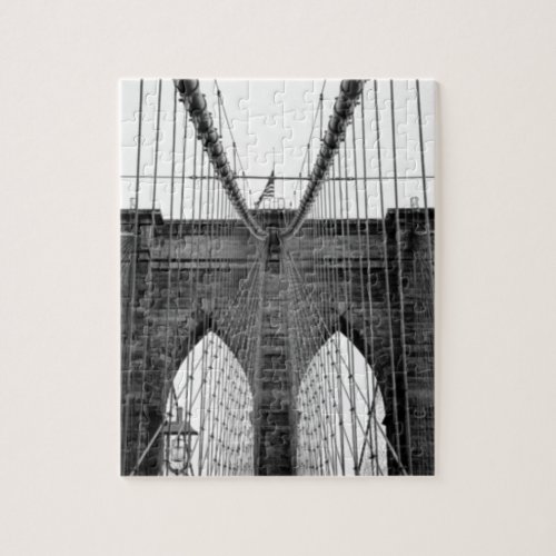 Black White Brooklyn Bridge New York Jigsaw Puzzle