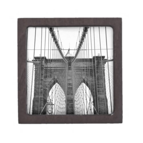 Black White Brooklyn Bridge New York Keepsake Box