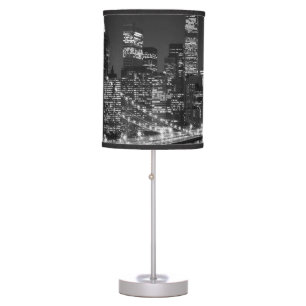 Black White Brooklyn Bridge New York Night Table Lamp