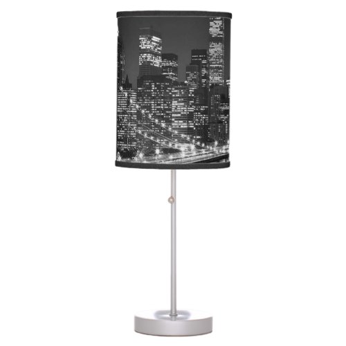 Black White Brooklyn Bridge New York Night Table Lamp