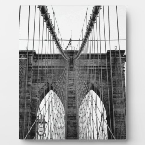 Black White Brooklyn Bridge New York Plaque