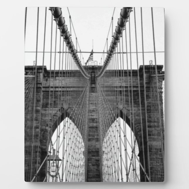 Black White Brooklyn Bridge New York Plaque (Front)