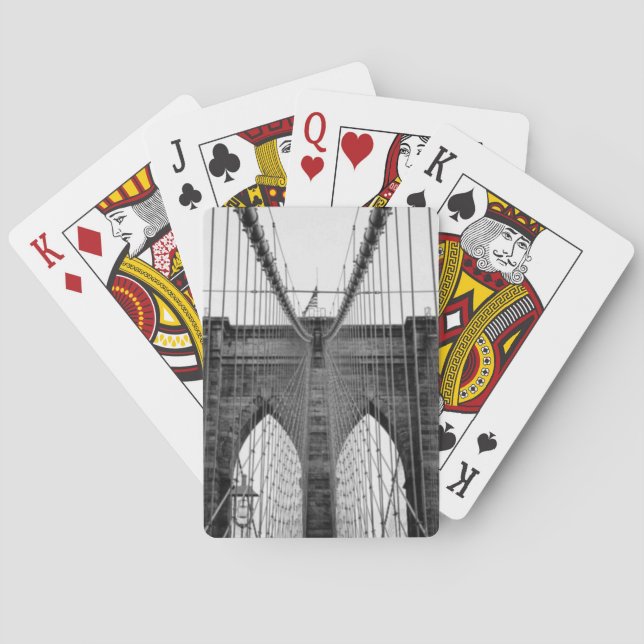 Black White Brooklyn Bridge New York Poker Cards (Back)