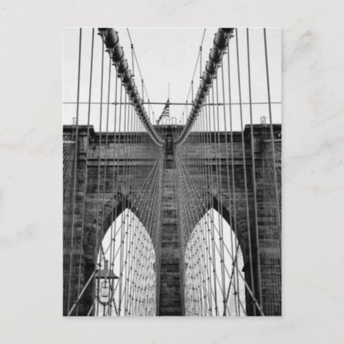 Black White Brooklyn Bridge New York Postcard