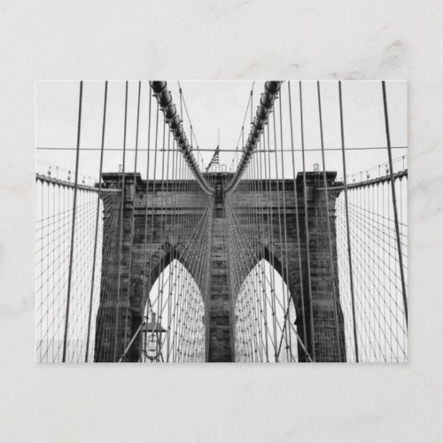 Black White Brooklyn Bridge New York Postcard
