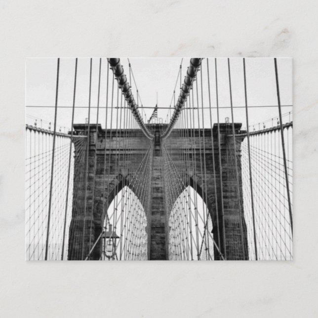 Black White Brooklyn Bridge New York Postcard (Front)