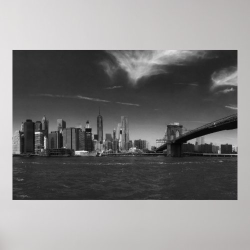 Black White Brooklyn Bridge New York Poster