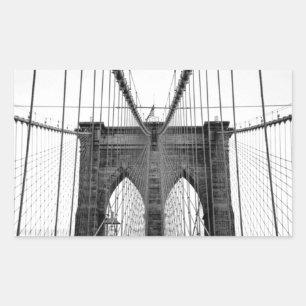 Black White Brooklyn Bridge New York Rectangular Sticker