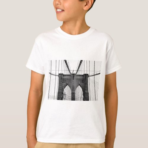 Black White Brooklyn Bridge New York T_Shirt