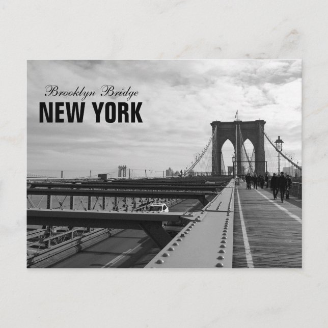 Black White Brooklyn Bridge - NY New York nr 1 Postcard (Front)