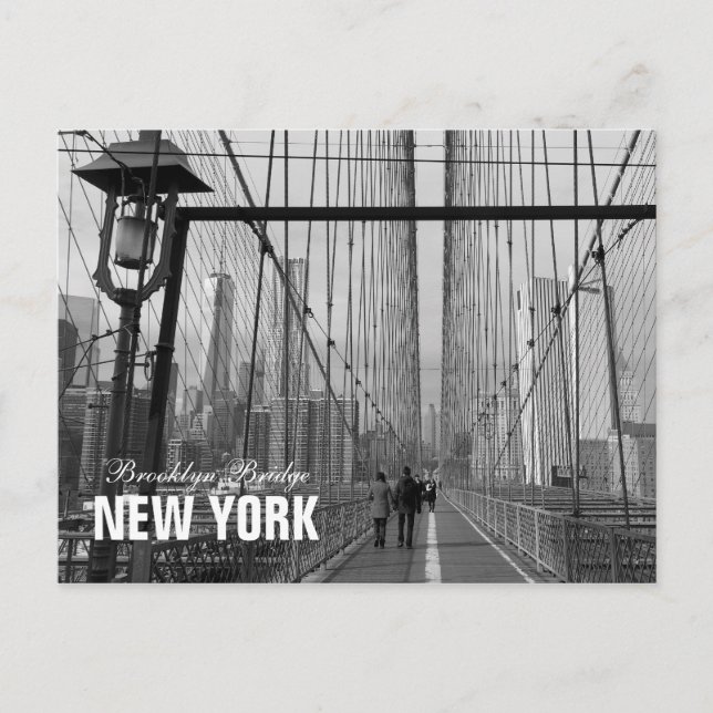 Black White Brooklyn Bridge - NY New York nr 2 Postcard (Front)