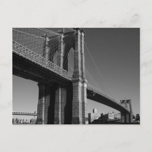 Black  White Brooklyn Bridge Postcard