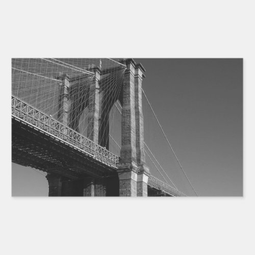 Black  White Brooklyn Bridge Rectangular Sticker
