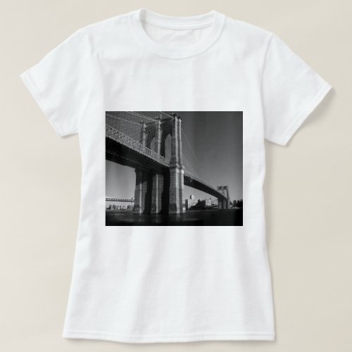 Black  White Brooklyn Bridge T_Shirt