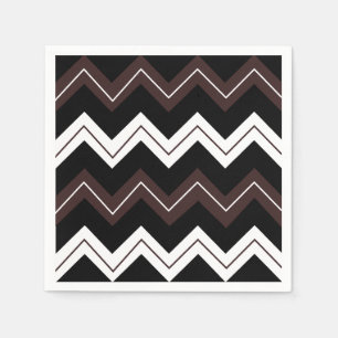 Black White Brown Chevron Stripe  Napkins