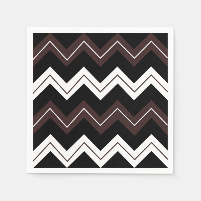 Black White Brown Chevron Stripe  Napkins (Front)